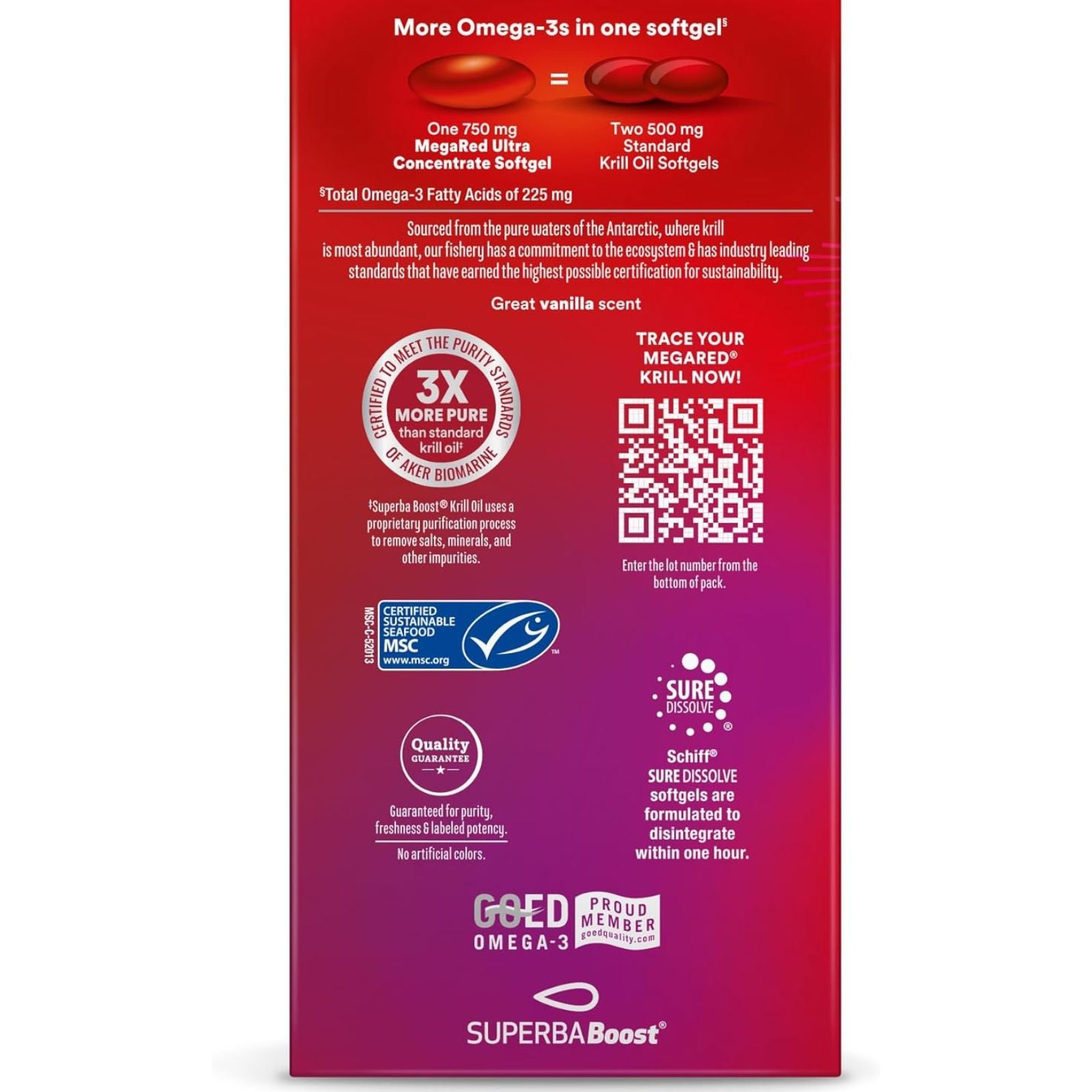 MegaRed Antarctic Krill Oil 750mg Omega 3 80 Softgels Bundle of 4