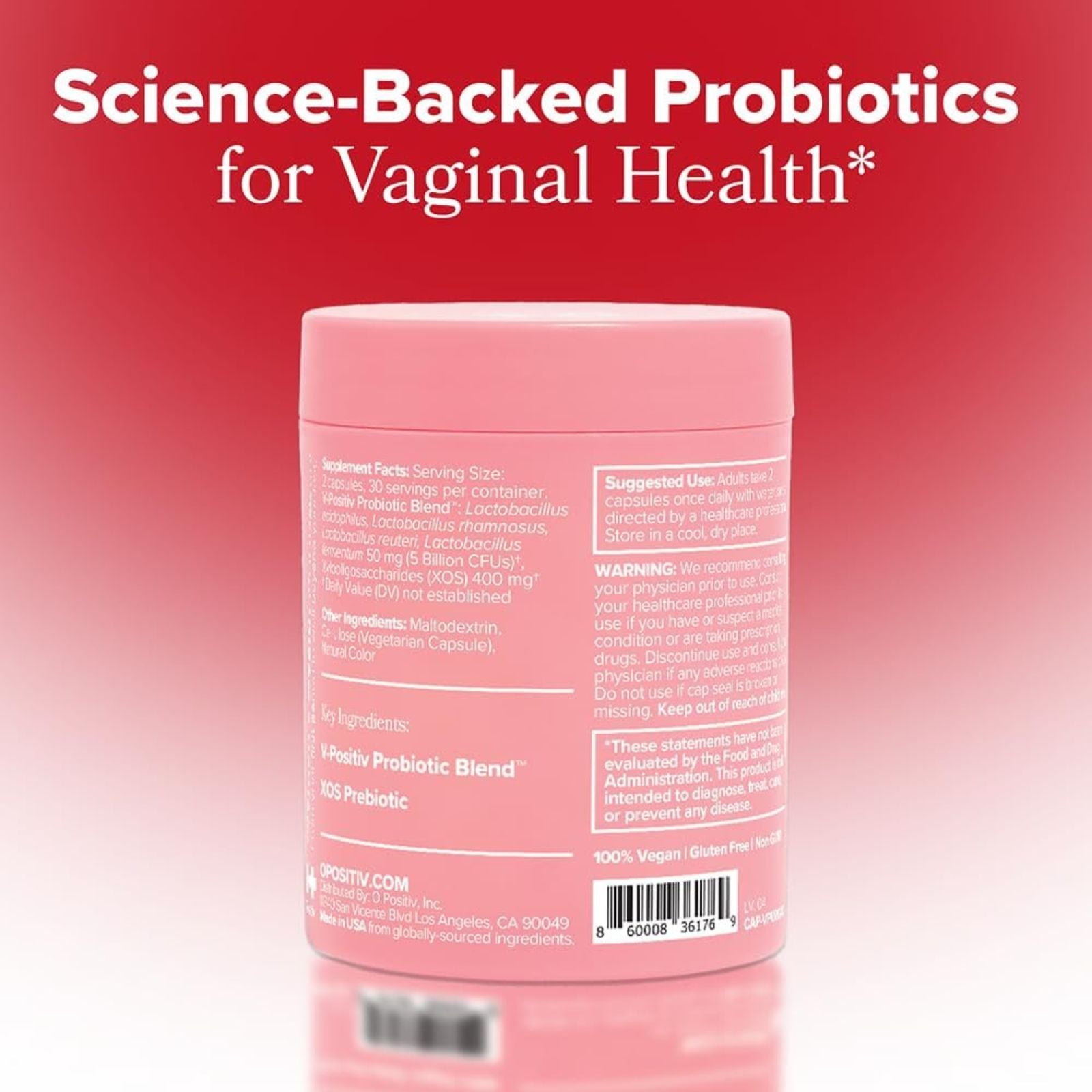 O Positiv URO Vaginal Probiotics 60 Capsules Bundle of 4