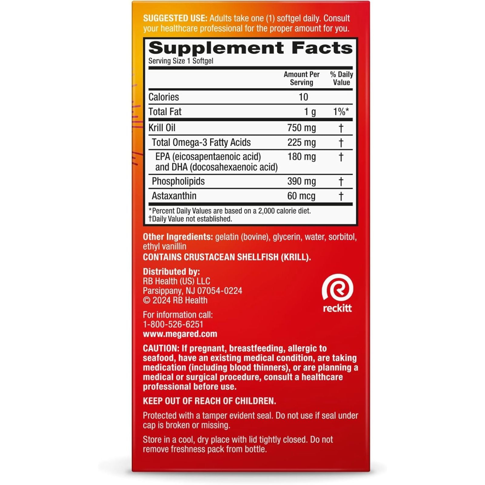 MegaRed Antarctic Krill Oil 750mg Omega 3 80 Softgels Bundle of 4