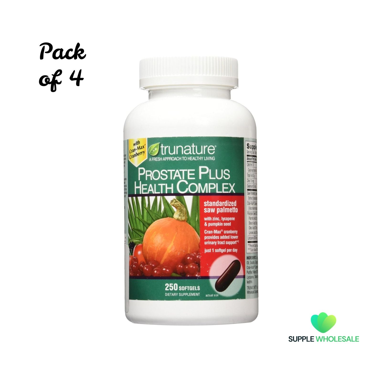 trunature Prostate Plus Health Complex 250 Softgels Bundle of 4